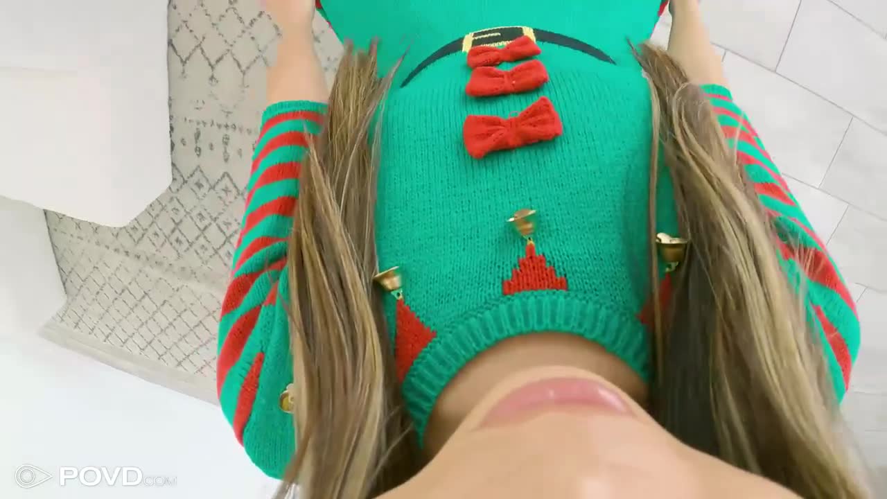 Christmas-themed POV fuck scene with Asian teen Vina Sky