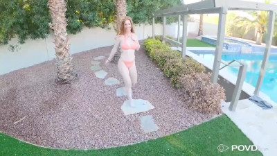 Sex on the poolside with a big-boobed redhead hottie Nala Brooks