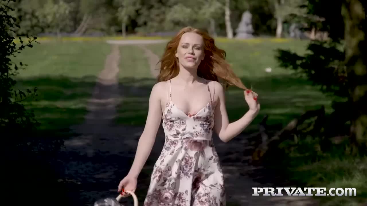 Elegant outdoor sex with a busty redhead model Ella Hughes