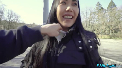 Crazy outdoor sex for cash with a hot Asian student Alina Crystall